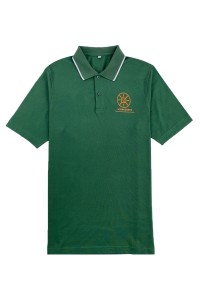 設計綠色男裝Polo恤     訂製logo印花Polo恤    領邊白色撞色     青少年活動委員會     地區事務   P1523